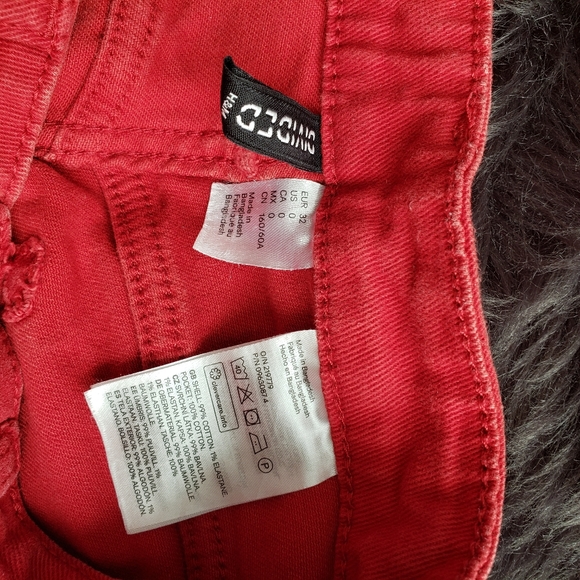 H&M High Waist Flared Red Jeans Pants Size 0 - Picture 4 of 5
